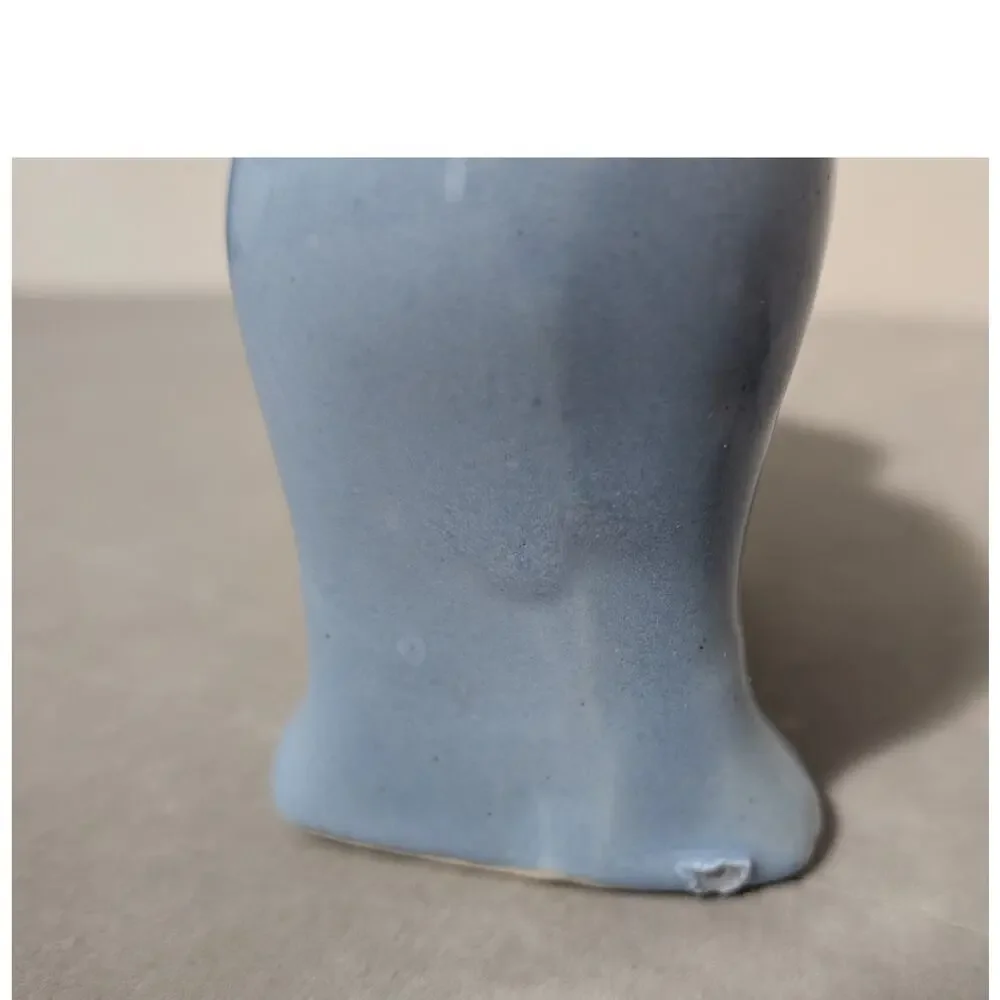 Vintage McCoy Morton Ceramic Blue Cat Planter Vase Arched MCM Kitten 1950s